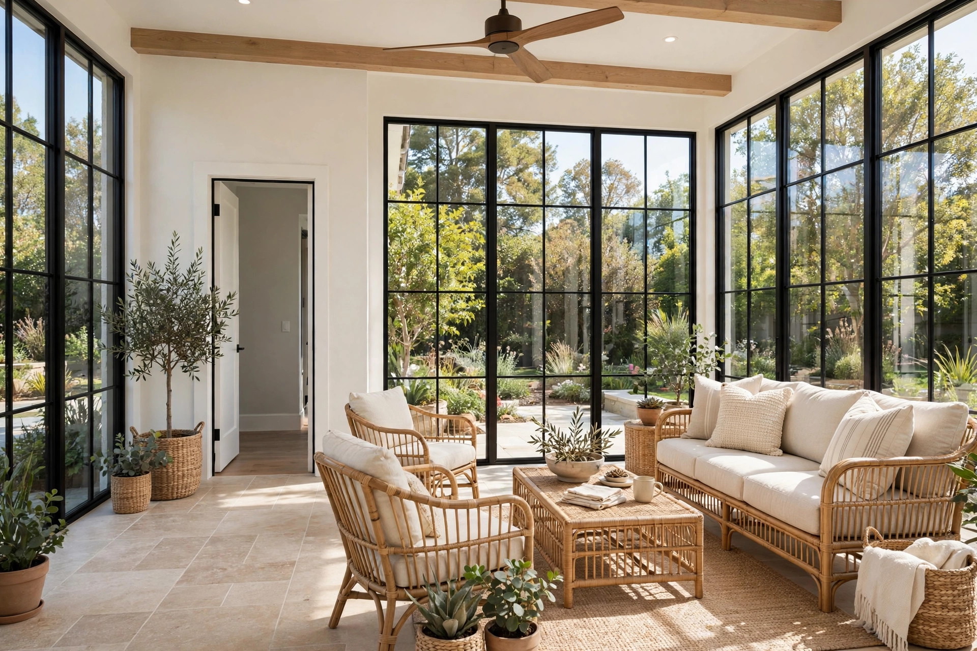 Sunroom with windows on three sides