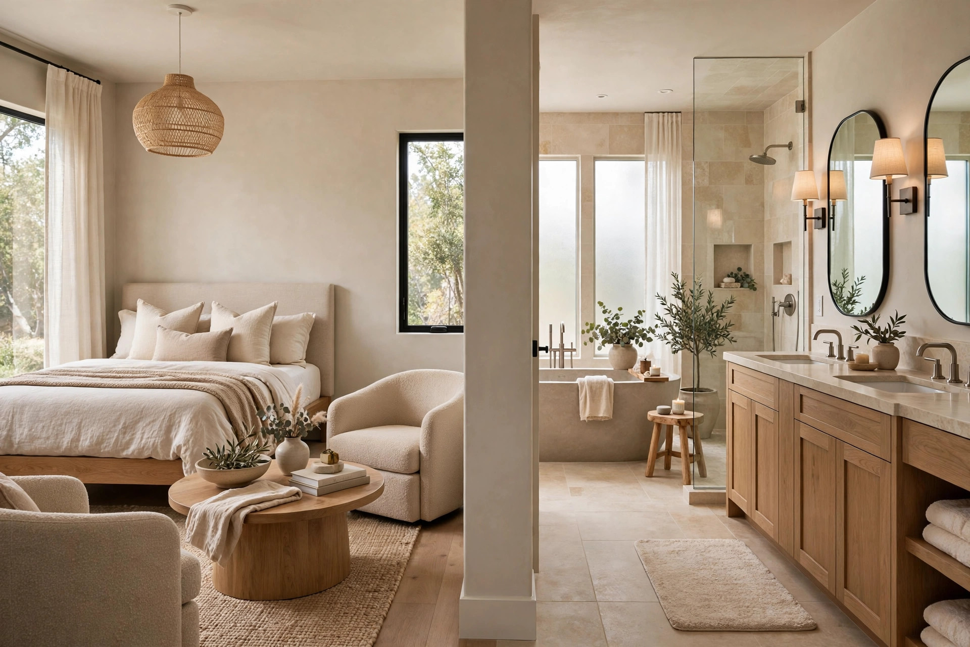 Remodeled primary suite with spa bath