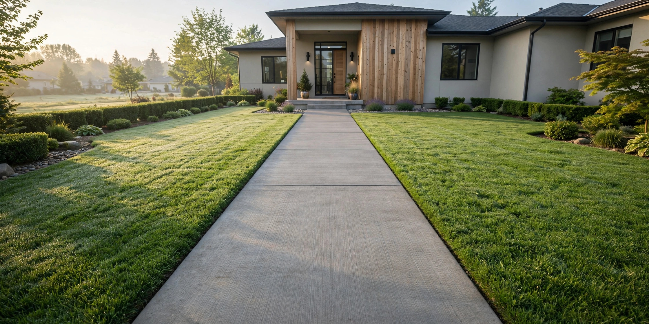 Concrete walkway to a home entrance