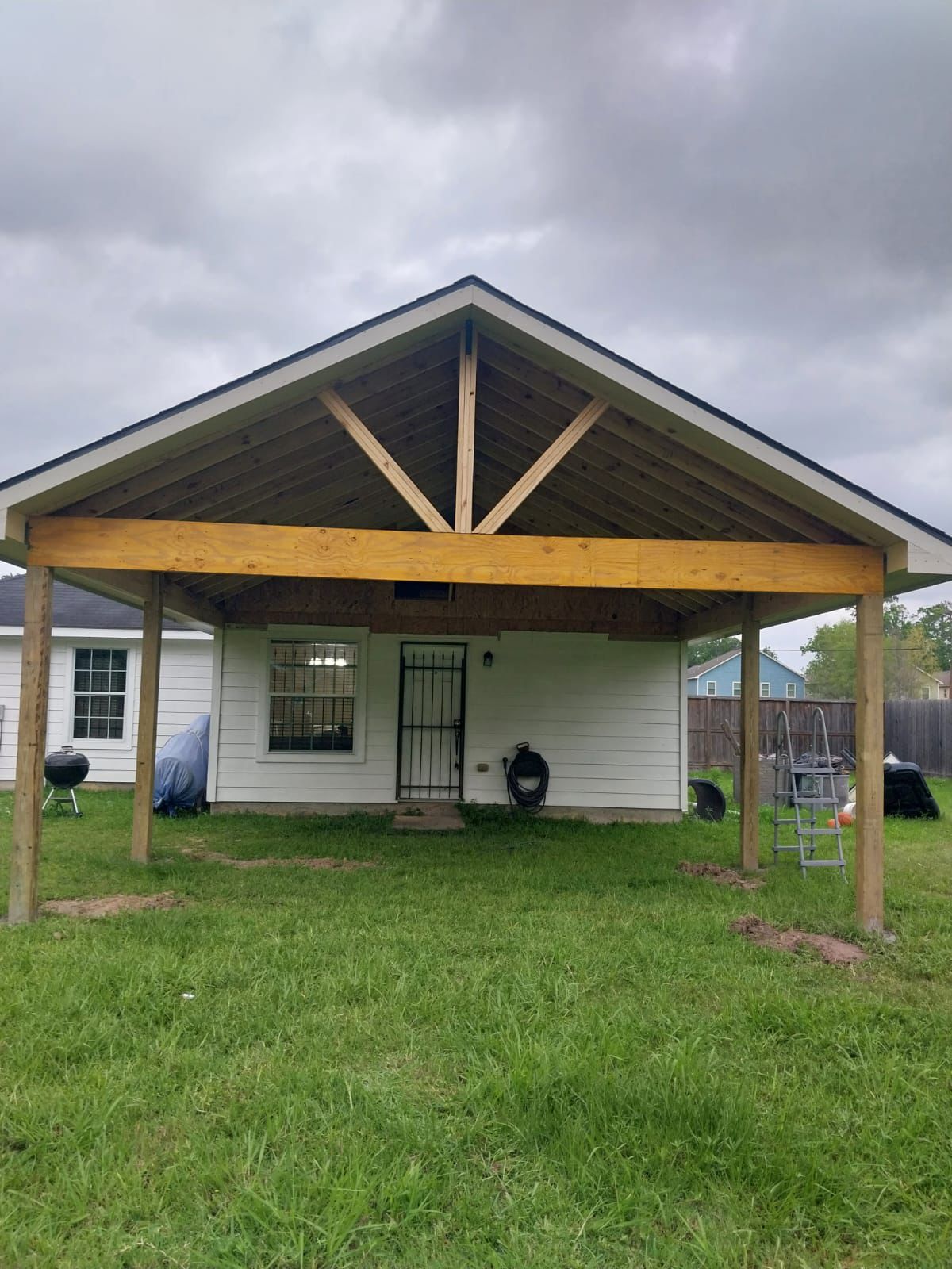Wooden gable patio cover