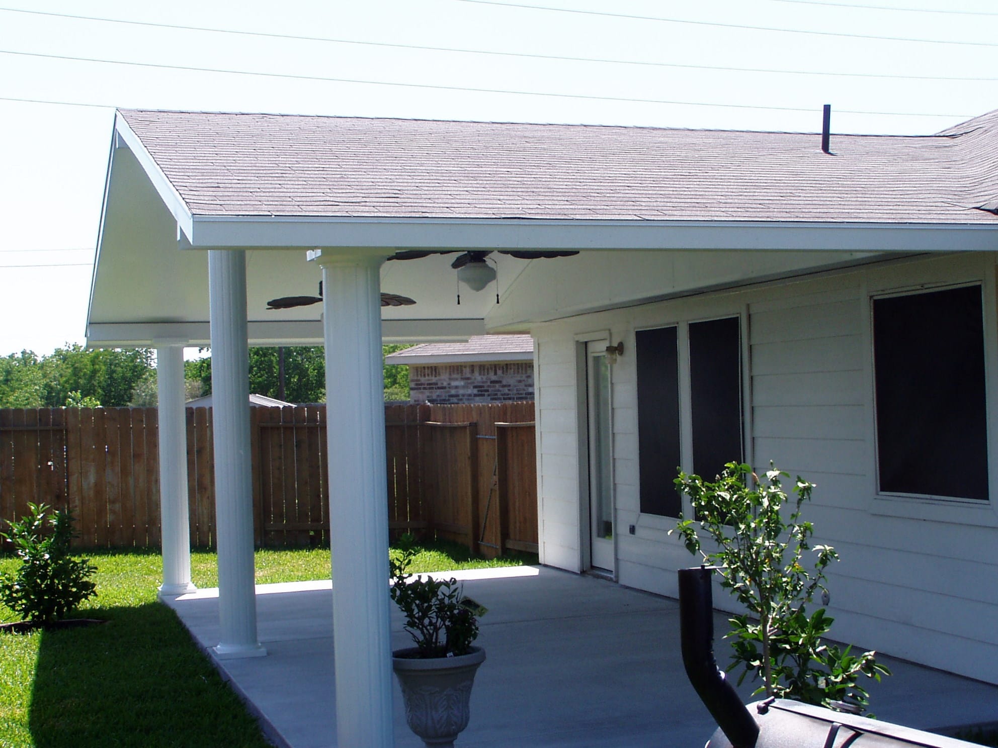 White aluminum patio cover